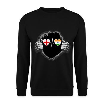 England und Indien Indisch India Fahne Flaggen - Unisex Pullover - Schwarz - Vorne - Alina (178cm) & Michal (187cm)