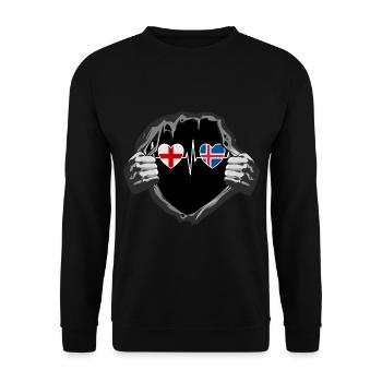 England und Island Isländische Fahne Flaggen - Unisex Pullover - Schwarz - Vorne - Alina (178cm) & Michal (187cm)