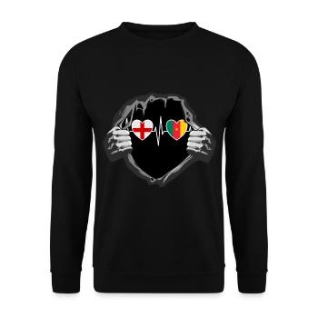 England und Kamerun Kamerunische Fahne Flaggen - Unisex Pullover - Schwarz - Vorne - Alina (178cm) & Michal (187cm)