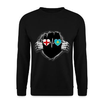 England und Kasachstan Kazakhstan Kasache Flaggen - Unisex Pullover - Schwarz - Vorne - Alina (178cm) & Michal (187cm)