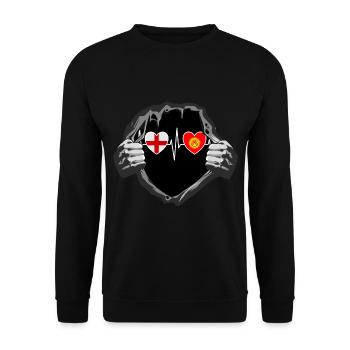 England und Kirgisistan Kirgisische Fahne Flaggen - Unisex Pullover - Schwarz - Vorne - Alina (178cm) & Michal (187cm)