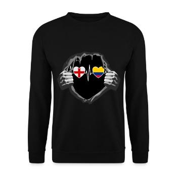 England und Kolumbien Kolumbianische Fahne Flaggen - Unisex Pullover - Schwarz - Vorne - Alina (178cm) & Michal (187cm)