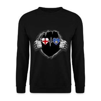 England und Kosovo Kosovaren Kosovarische Flaggen - Unisex Pullover - Schwarz - Vorne - Alina (178cm) & Michal (187cm)