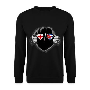 England und Kuba Kubanische Fahne Flaggen - Unisex Pullover - Schwarz - Vorne - Alina (178cm) & Michal (187cm)