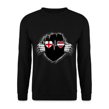 England und Lettland Lettische Fahne Flaggen - Unisex Pullover - Schwarz - Vorne - Alina (178cm) & Michal (187cm)