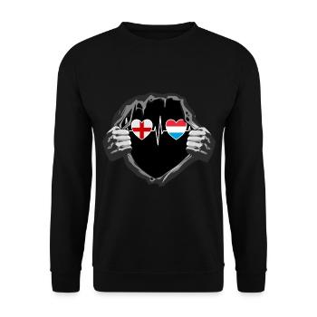 England und Luxemburg Luxemburgische Fahne Flaggen - Unisex Pullover - Schwarz - Vorne - Alina (178cm) & Michal (187cm)