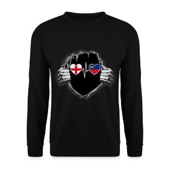 England und Liechtenstein Liechtensteinische Fahne - Unisex Pullover - Schwarz - Vorne - Alina (178cm) & Michal (187cm)