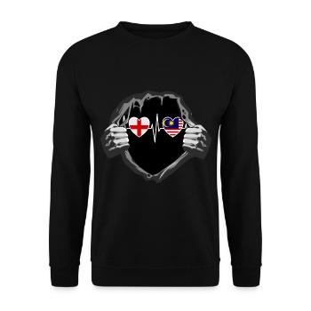 England und Malaysia Malaysische Fahne Flaggen - Unisex Pullover - Schwarz - Vorne - Alina (178cm) & Michal (187cm)