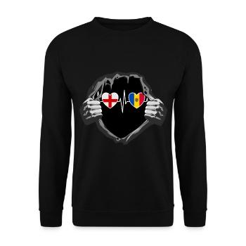 England und Moldau Moldawien Moldauische Flaggen - Unisex Pullover - Schwarz - Vorne - Alina (178cm) & Michal (187cm)