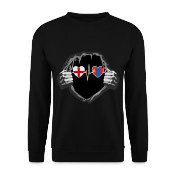 England und Mongolei Mongolische Fahne Flaggen - Unisex Pullover - Schwarz - Vorne - Alina (178cm) & Michal (187cm)