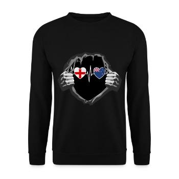 England und Neuseeland Neuseeländische Flaggen - Unisex Pullover - Schwarz - Vorne - Alina (178cm) & Michal (187cm)