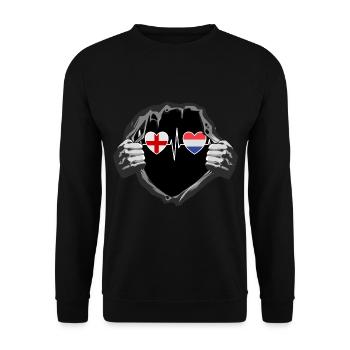 England und Niederlande Niederländische Flaggen - Unisex Pullover - Schwarz - Vorne - Alina (178cm) & Michal (187cm)