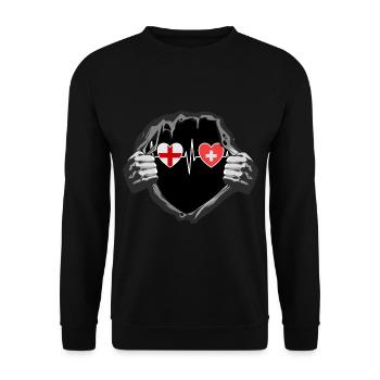 England und Schweiz Schweizerische Fahne Flaggen - Unisex Pullover - Schwarz - Vorne - Alina (178cm) & Michal (187cm)