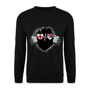 England und Serbien Serbische Fahne Flaggen - Unisex Pullover - Schwarz - Vorne - Alina (178cm) & Michal (187cm)