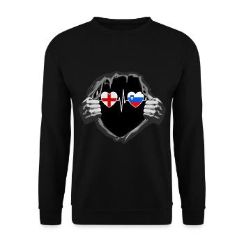 England und Slowenien Slowenische Fahne Flaggen - Unisex Pullover - Schwarz - Vorne - Alina (178cm) & Michal (187cm)