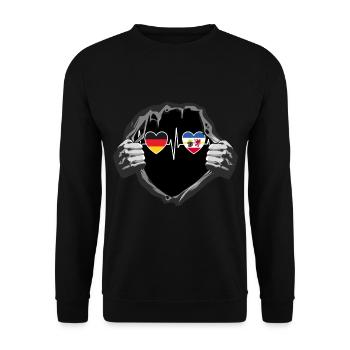Deutschland und Mecklenburg-Vorpommern Flaggen - Unisex Pullover - Schwarz - Vorne - Alina (178cm) & Michal (187cm)
