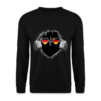 Deutschland und Rheinland-Pfalz Fahne Flaggen - Unisex Pullover - Schwarz - Vorne - Alina (178cm) & Michal (187cm)