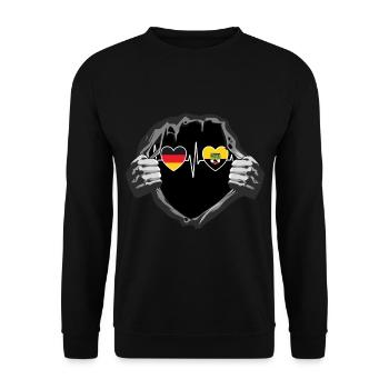 Deutschland und Sachsen-Anhalt Fahne Flaggen - Unisex Pullover - Schwarz - Vorne - Alina (178cm) & Michal (187cm)