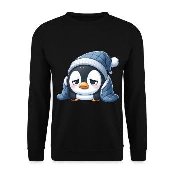 Pingouin fatigué - Sweat-shirt Unisexe - noir - Devant - Alina (178cm) & Michal (187cm)