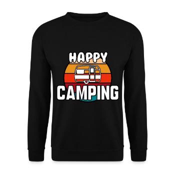 Happy camping - Sweat-shirt Unisexe - noir - Devant - Alina (178cm) & Michal (187cm)