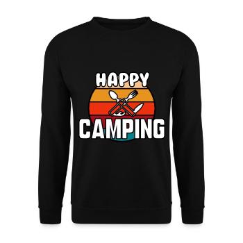 Viel Spaß beim Campen - Unisex Pullover - Schwarz - Vorne - Alina (178cm) & Michal (187cm)