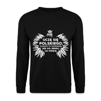 learning Polish - Unisex Sweatshirt - black - Front - Alina (178cm) & Michal (187cm)