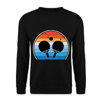 Retro Tischtennisspieler Tischtennis - Unisex Pullover - Schwarz - Vorne - Alina (178cm) & Michal (187cm)