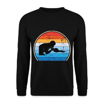 Retro Tischtennisspieler Tischtennis - Unisex Pullover - Schwarz - Vorne - Alina (178cm) & Michal (187cm)