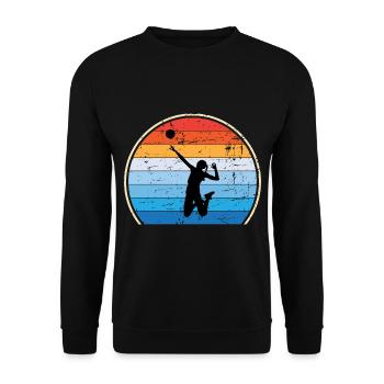 Retro Volleyballspieler Volleyballtrainer - Unisex Pullover - Schwarz - Vorne - Alina (178cm) & Michal (187cm)