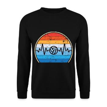 Retro Volleyballspieler Volleyballtrainer - Unisex Pullover - Schwarz - Vorne - Alina (178cm) & Michal (187cm)