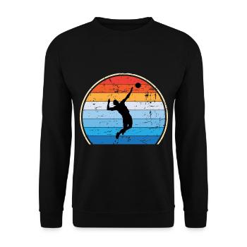 Retro Volleyballspieler Volleyballtrainer - Unisex Pullover - Schwarz - Vorne - Alina (178cm) & Michal (187cm)