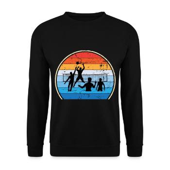 Retro Volleyballspieler Volleyballtrainer - Unisex Pullover - Schwarz - Vorne - Alina (178cm) & Michal (187cm)