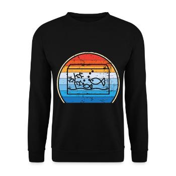 Retro Aquarium Aquaristik Fische Heimaquarium - Unisex Pullover - Schwarz - Vorne - Alina (178cm) & Michal (187cm)