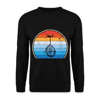Einrad Retro Einradfahren Zirkus - Unisex Pullover - Schwarz - Vorne - Alina (178cm) & Michal (187cm)