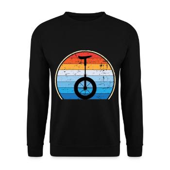 Einrad Retro Einradfahren Zirkus - Unisex Pullover - Schwarz - Vorne - Alina (178cm) & Michal (187cm)