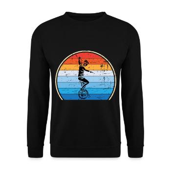 Einrad Retro Einradfahren Zirkus - Unisex Pullover - Schwarz - Vorne - Alina (178cm) & Michal (187cm)