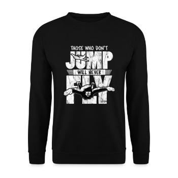Sky Diving Skydiver Fallschirm Adrenalin Geschenk - Unisex Pullover - Schwarz - Vorne - Alina (178cm) & Michal (187cm)