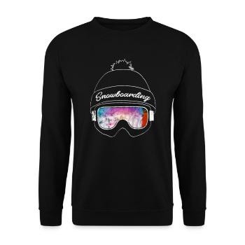 Snowboard Powder Freeride Apres Ski Board Geschenk - Unisex Pullover - Schwarz - Vorne - Alina (178cm) & Michal (187cm)