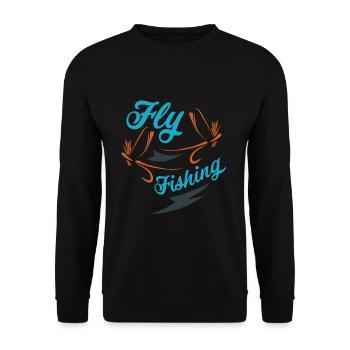 Fliegenfischen Angelliebhaber Vatertag Geschenk - Unisex Pullover - Schwarz - Vorne - Alina (178cm) & Michal (187cm)