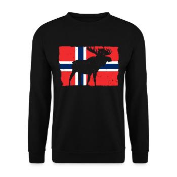 Norwegen Flagge Elch Tier Urlaub - Unisex Pullover - Schwarz - Vorne - Alina (178cm) & Michal (187cm)