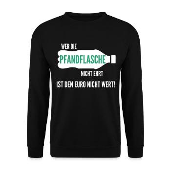 Pfandflasche Pfandsammler Flaschenpfand Pfand - Unisex Pullover - Schwarz - Vorne - Alina (178cm) & Michal (187cm)