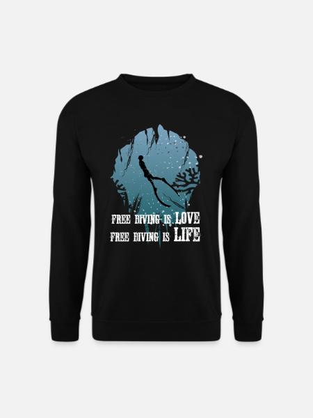 Freediving is Love Apnoetauchen Meer Taucher - Unisex Pullover - Schwarz