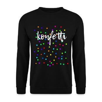 Konfetti Fasching Karneval Bunt - Unisex Pullover - Schwarz - Vorne - Alina (178cm) & Michal (187cm)