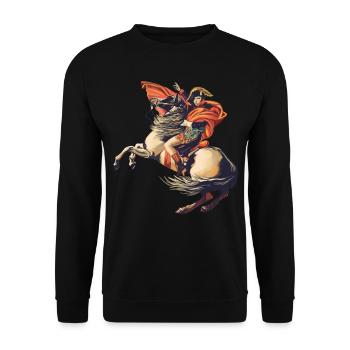 Napoleon Bonaparte with horse, art, painting Alps - Unisex Sweatshirt - black - Front - Alina (178cm) & Michal (187cm)