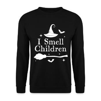 Ich rieche Kinder - Unisex Pullover - Schwarz - Vorne - Alina (178cm) & Michal (187cm)