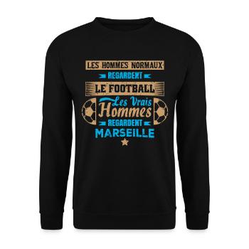 les vrais hommes regardent marseille club de foot - Sweat-shirt Unisexe - noir - Devant - Alina (178cm) & Michal (187cm)