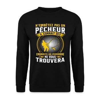 pêche cadeau pêcheur - Sweat-shirt Unisexe - noir - Devant - Alina (178cm) & Michal (187cm)