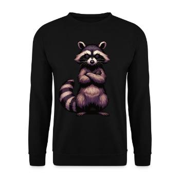 raccoon raccoons forest animal funny raccoon - Unisex Sweatshirt - black - Front - Alina (178cm) & Michal (187cm)