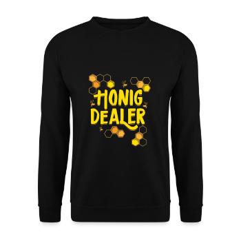Honig Dealer Imker Bienen Honig Geschenk - Unisex Pullover - Schwarz - Vorne - Alina (178cm) & Michal (187cm)