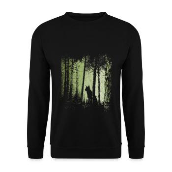 Lynx silhouette wildcat in forest - Unisex Sweatshirt - black - Front - Alina (178cm) & Michal (187cm)